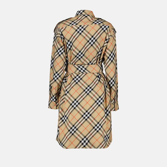 Check Print Belted Shirt Dress