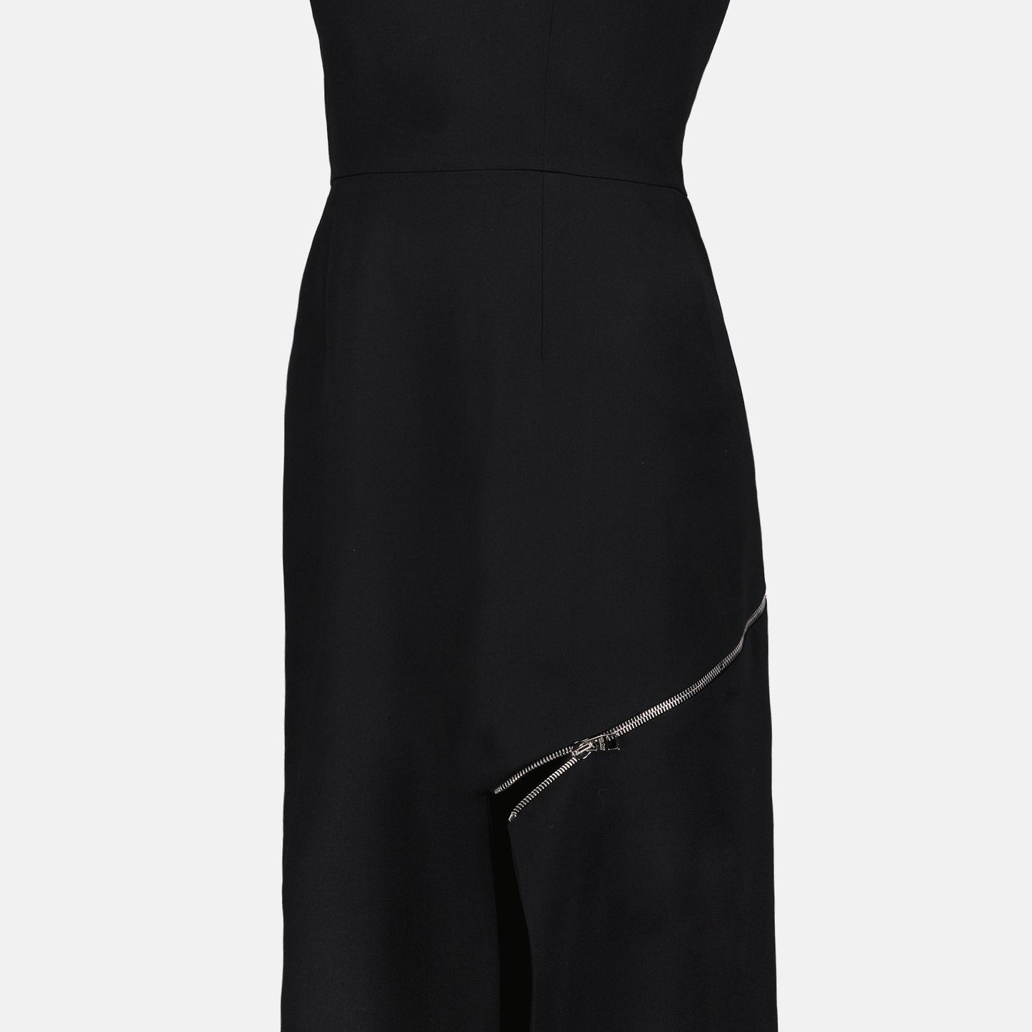 Square-Neck Midi Dress with Zip Detail