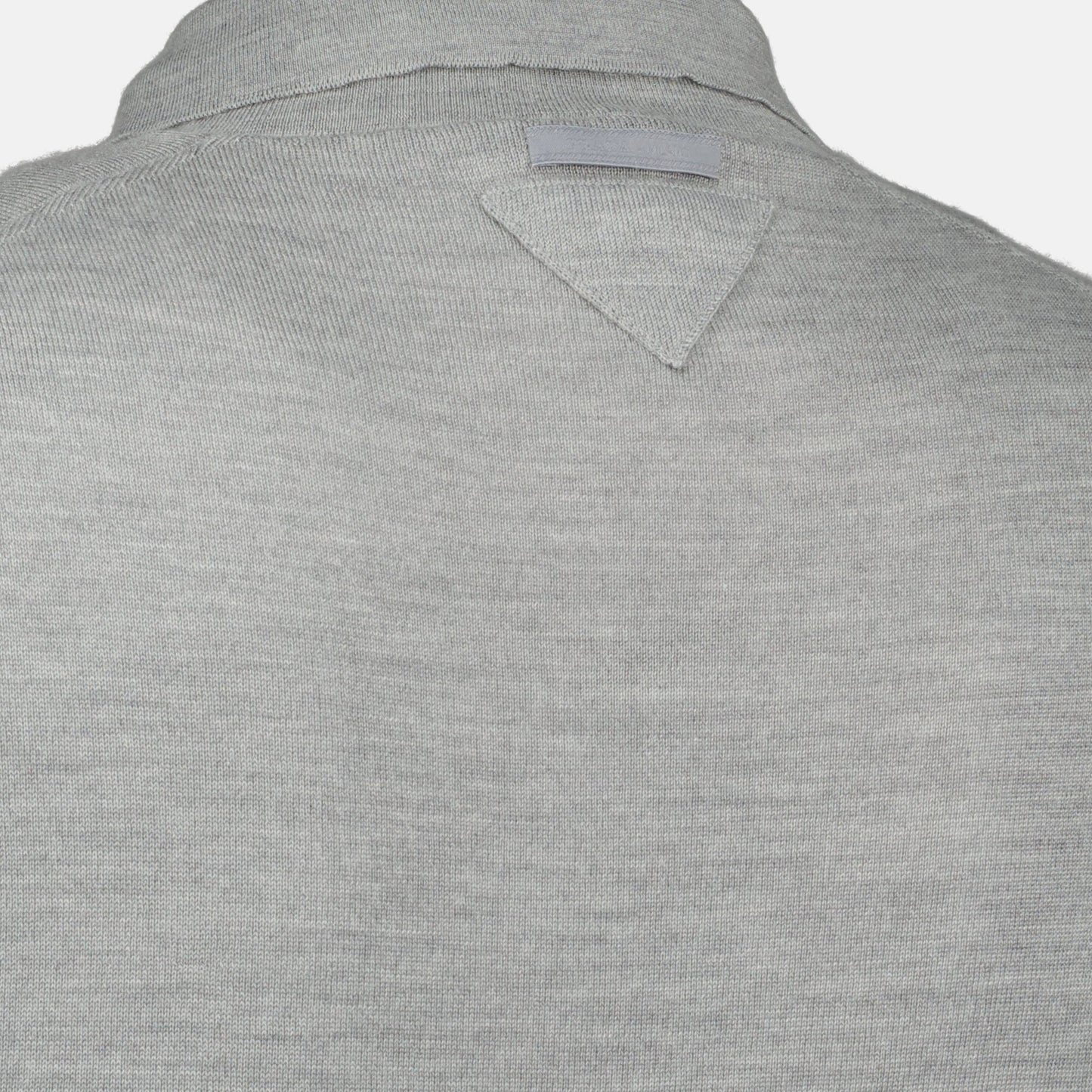Prada Cashmere & Silk Knit Polo Shirt in Light Grey