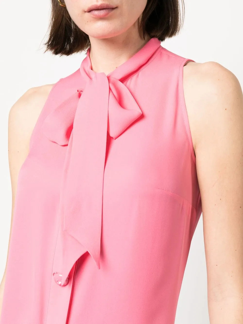Silk Bow Blouse in Pink