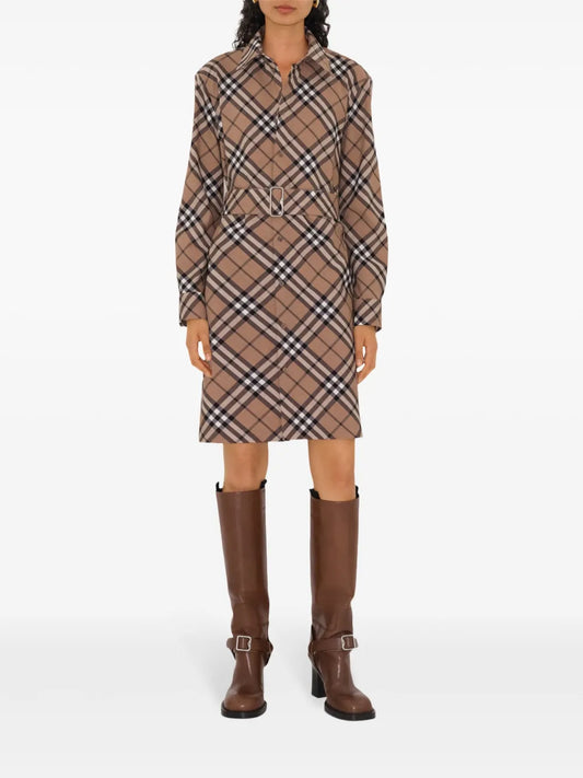 Classic Check Belted Shirt Dress