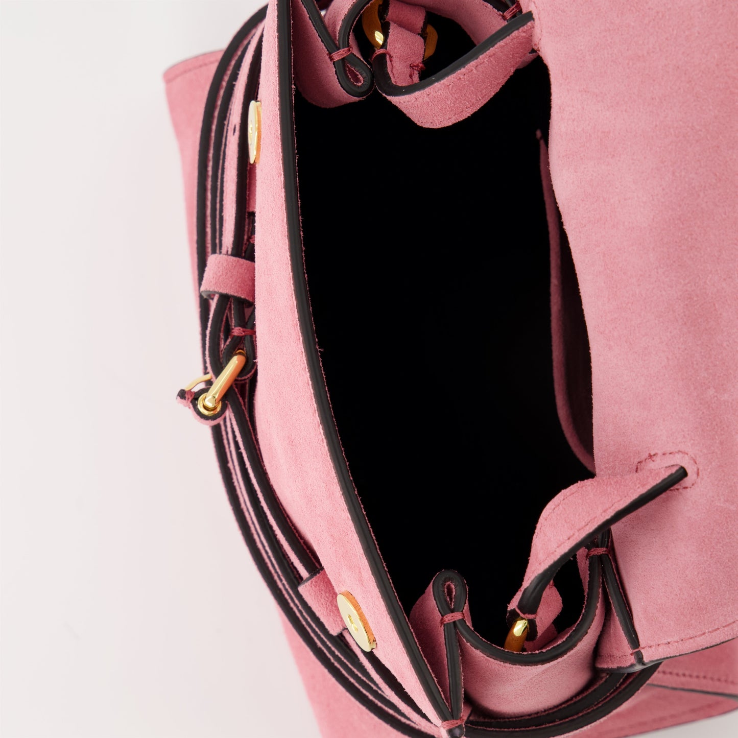 Tie Me Leather shoulder bag (Pink suede)
