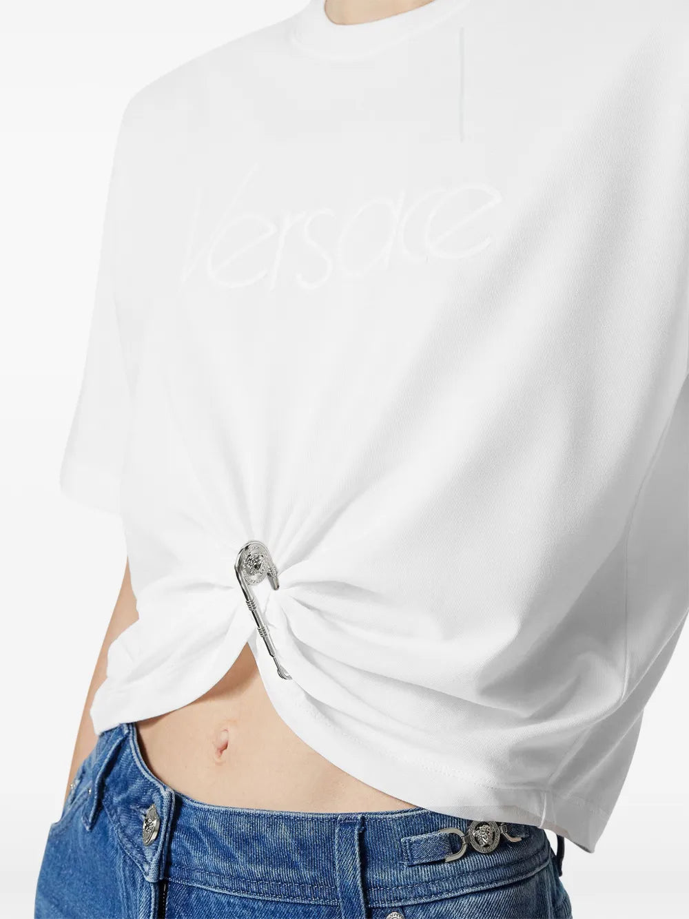 Logo Twist Crop T-Shirt -White