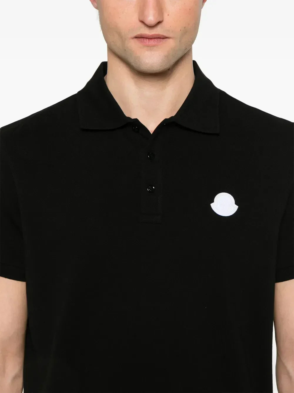 Black Polo Shirt with Tonal Logo