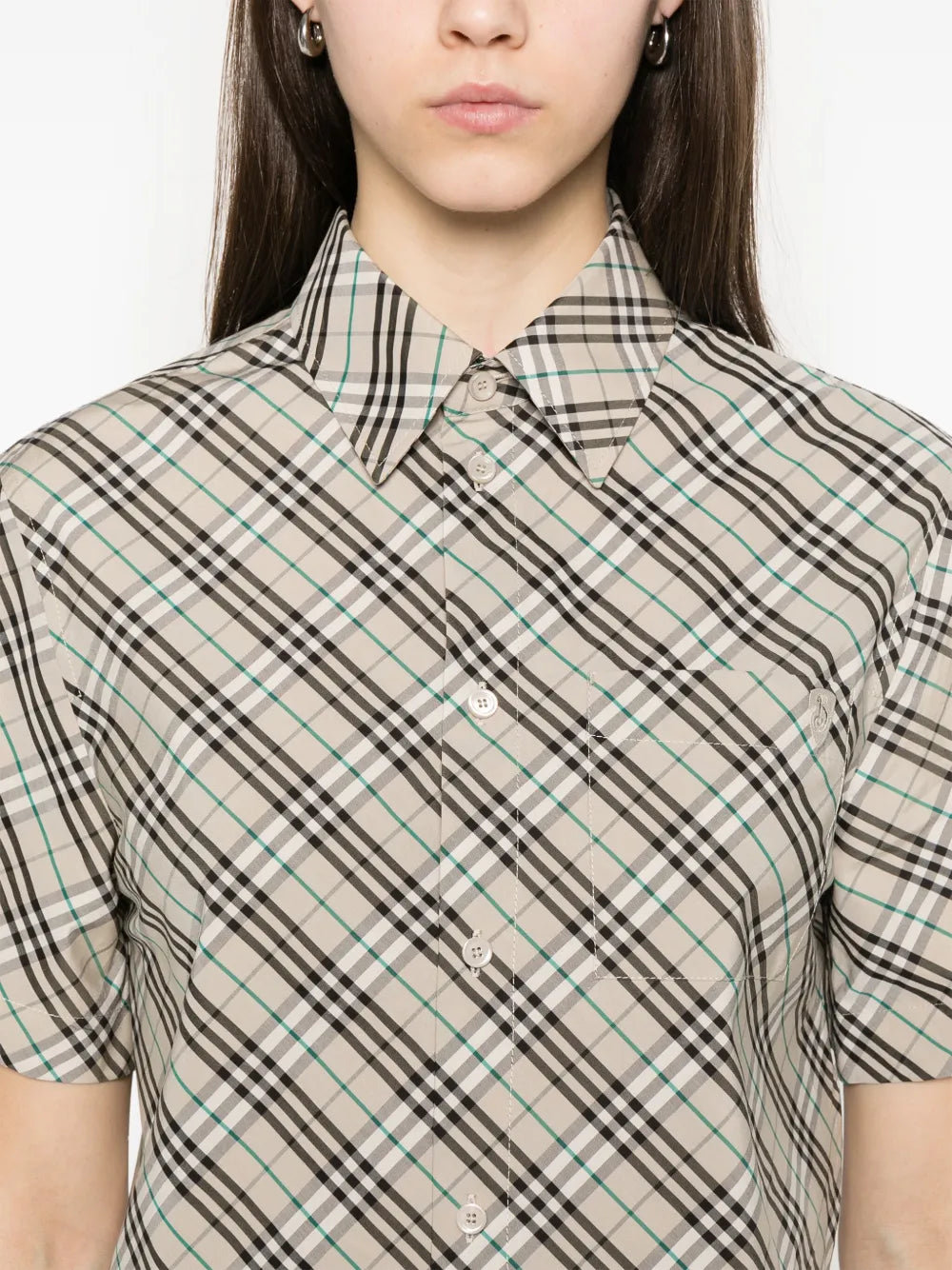 Cropped Short Sleeve Shirt-Ice Blue