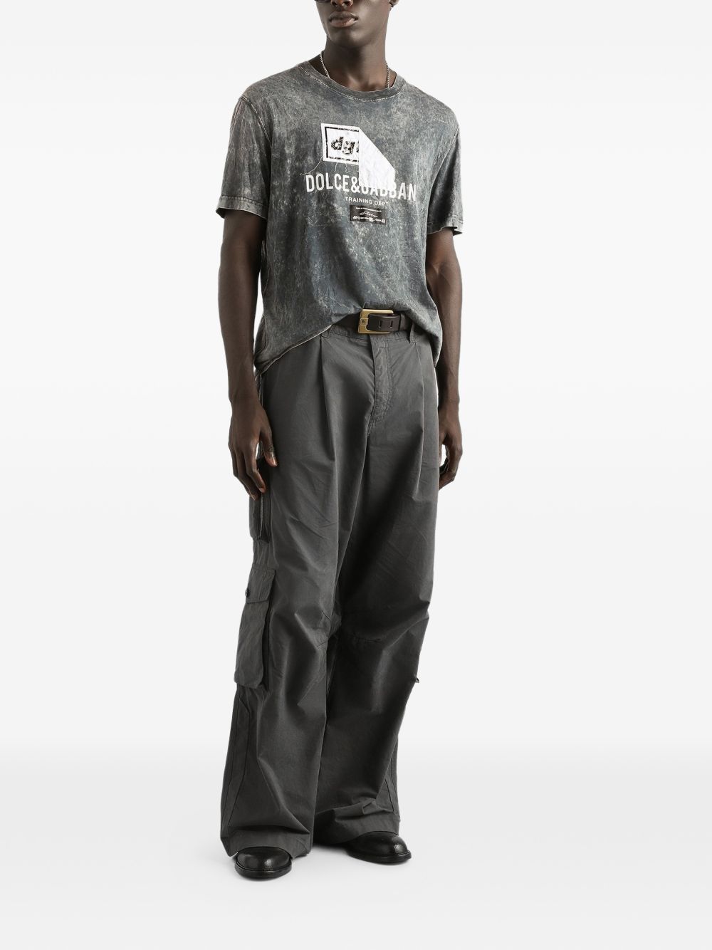 Marble-Effect Cotton T-Shirt with Print