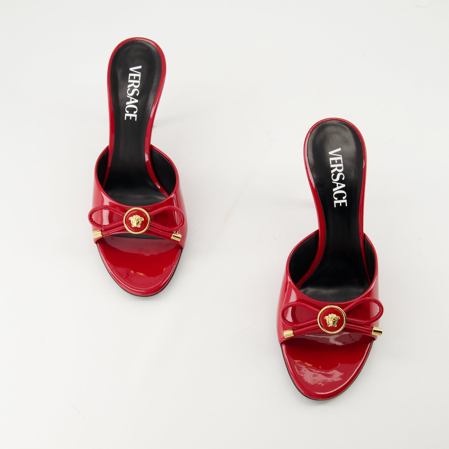 Red Patent Leather Mule Heels