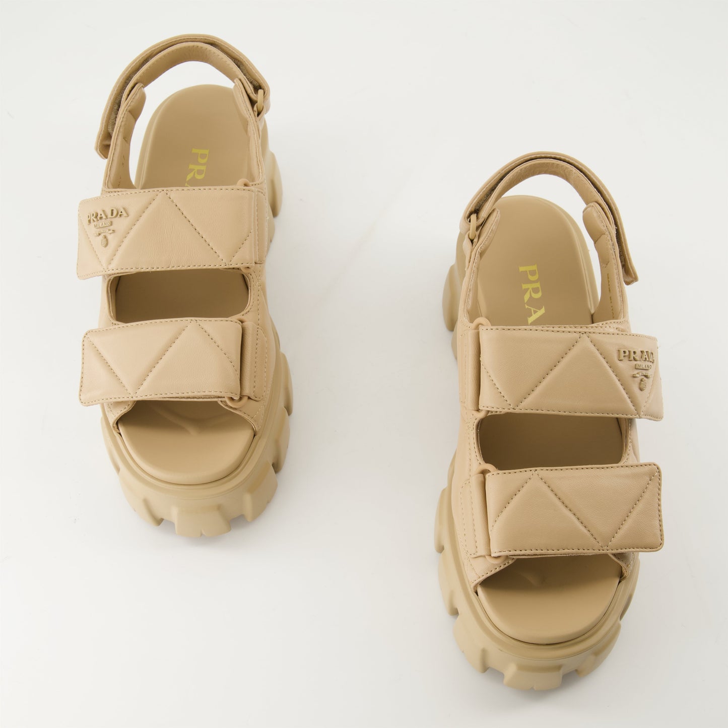 Quilted Platform Sandals-Beige