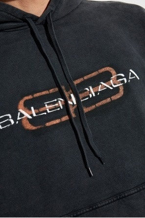 Black Vintage Logo Oversized Hoodie