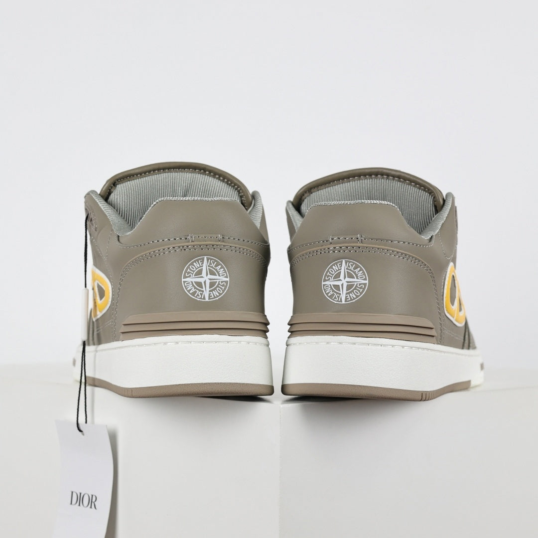 B57 Low-Top Sneakers in Taupe with Yellow CD Signature