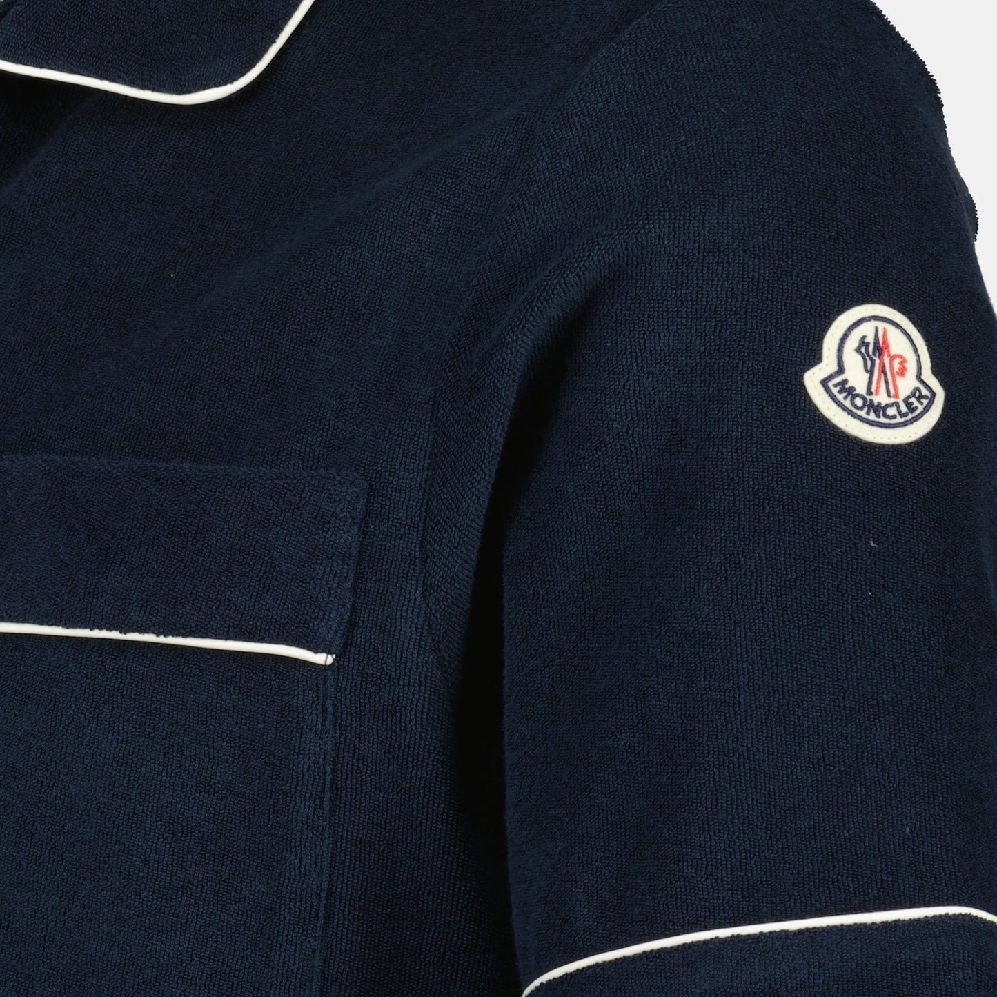 Navy Towelling Polo with Contrast Trim