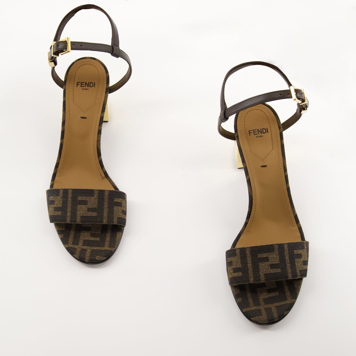 Jacquard Sandals with Metallic Heel
