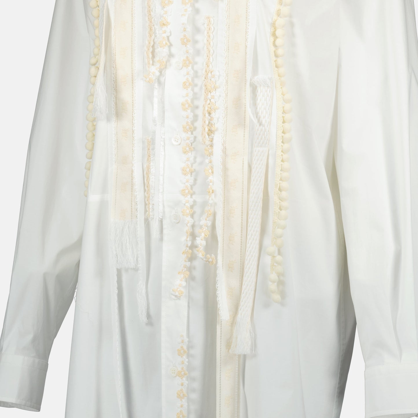 Embellished Lace-Detail Shirt Dress