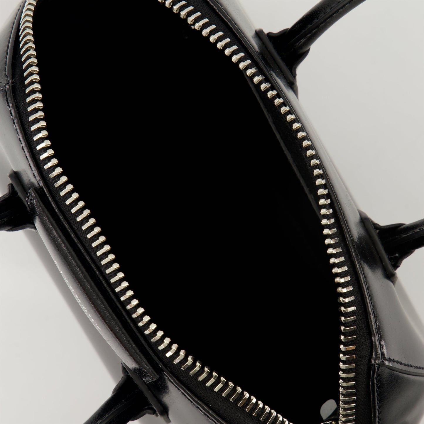 Black Grained Leather Mini Antigona Top Handle Bag