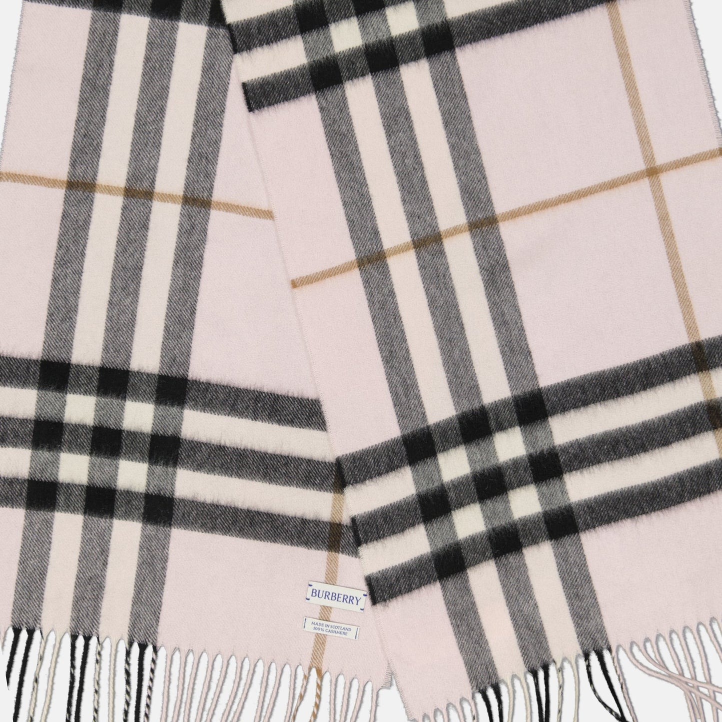 Classic Check Cashmere Scarf – Soft Pink