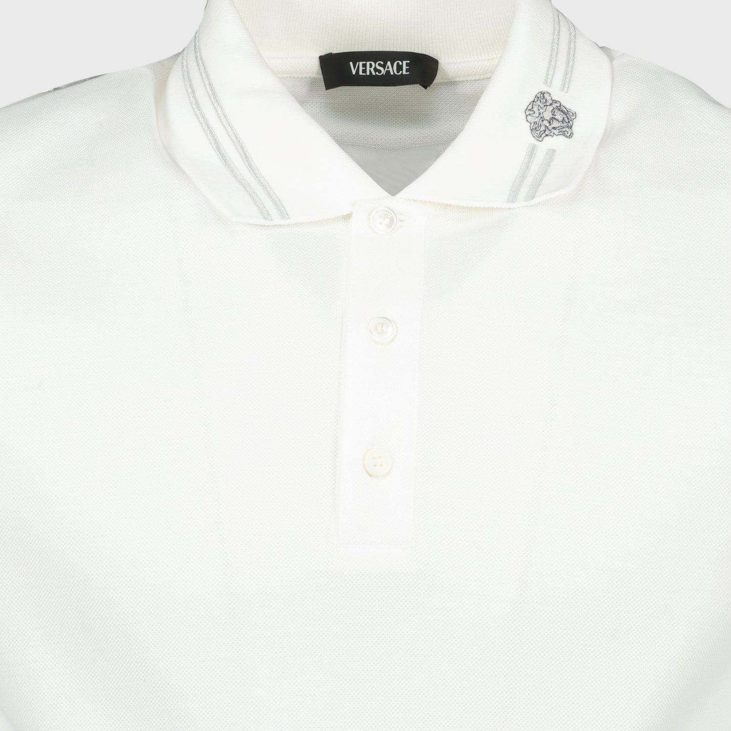 Versace Minimalist White Polo Shirt with Medusa Accent
