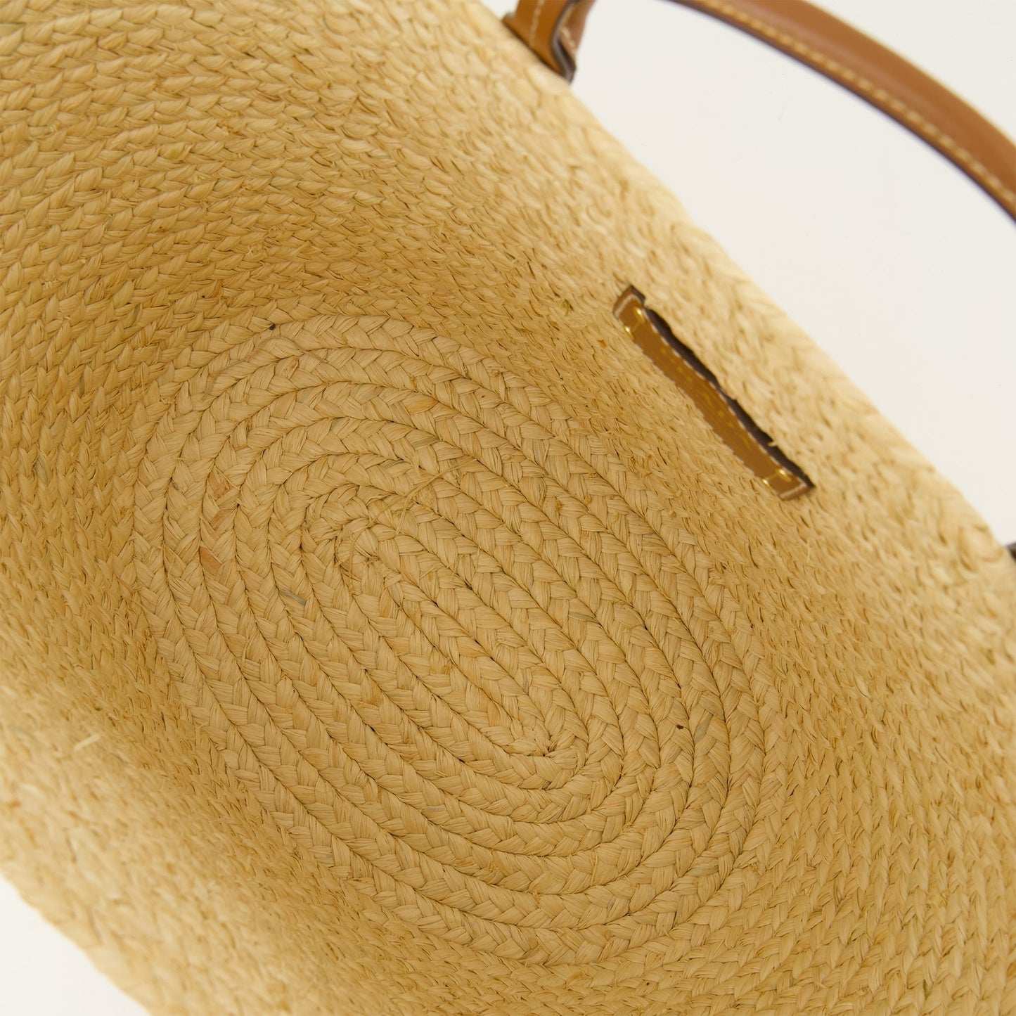 Raffia Tote Bag with Leather Handles