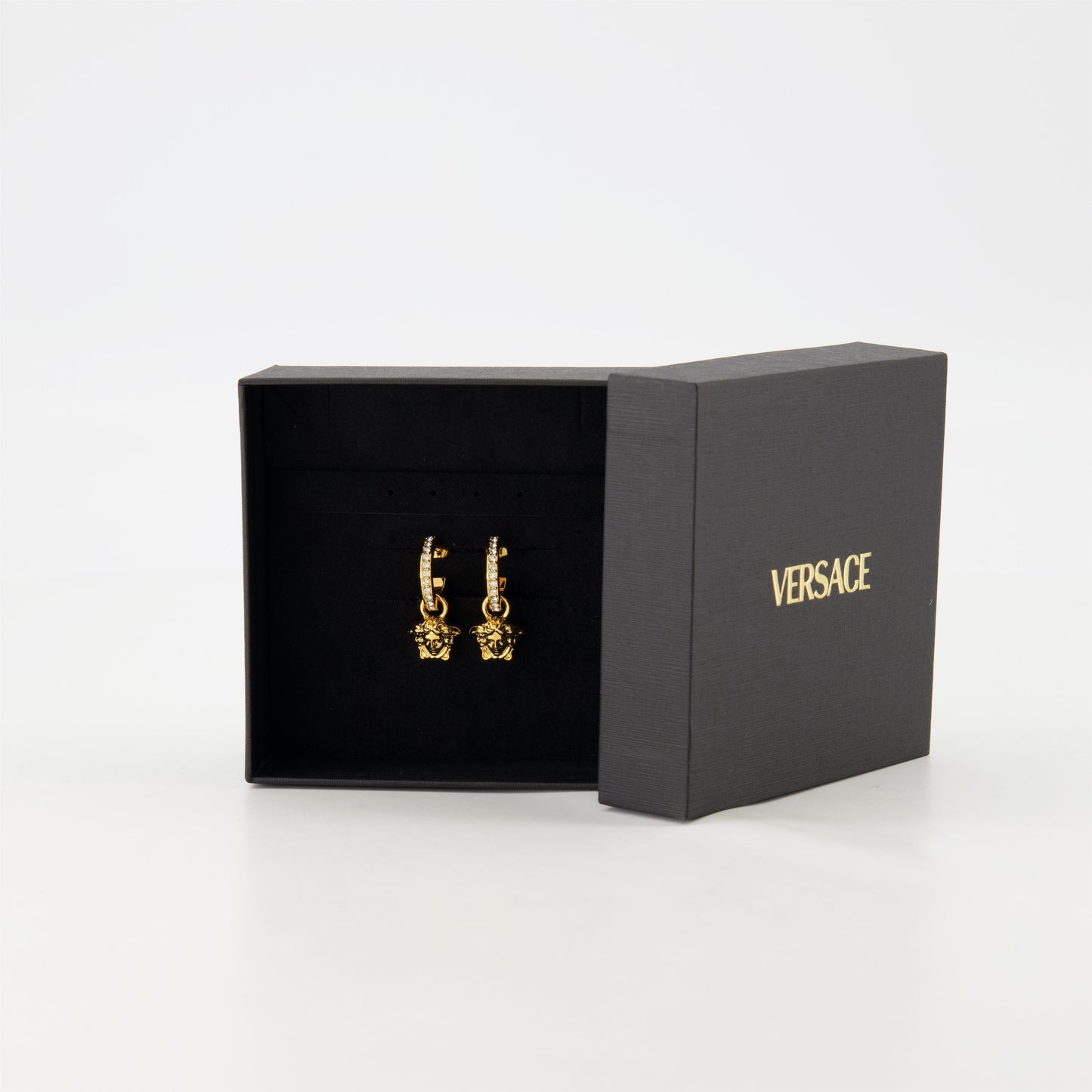 Medusa Drop Earrings with Crystal Bar