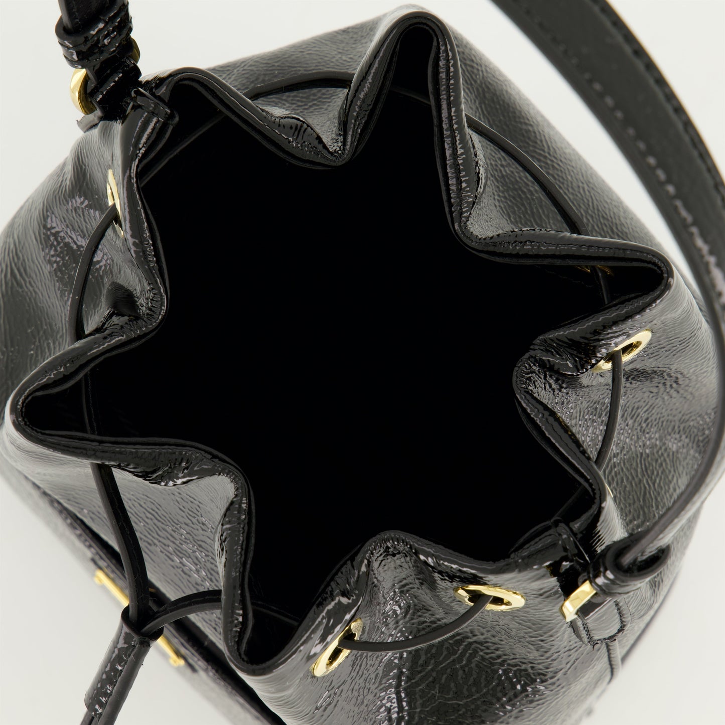 Patent Leather Bucket Bag (Black)
