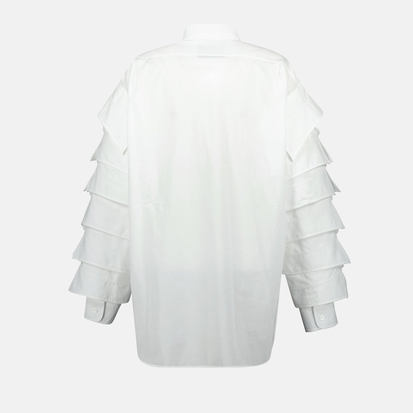 Ruffle-Sleeve Cotton Shirt