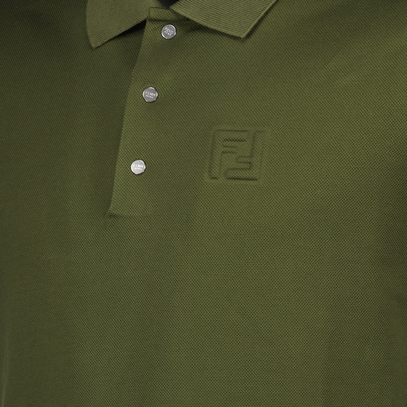 Fendi Olive Green Polo Shirt with Tonal FF Logo