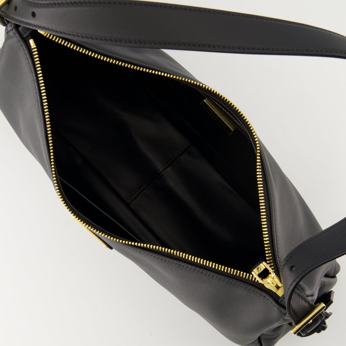 Aimée Medium Leather Shoulder Bag (Black)