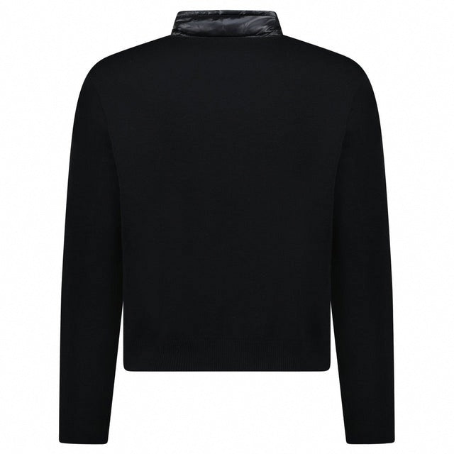 Padded Wool Zip-Up Cardigan - Black