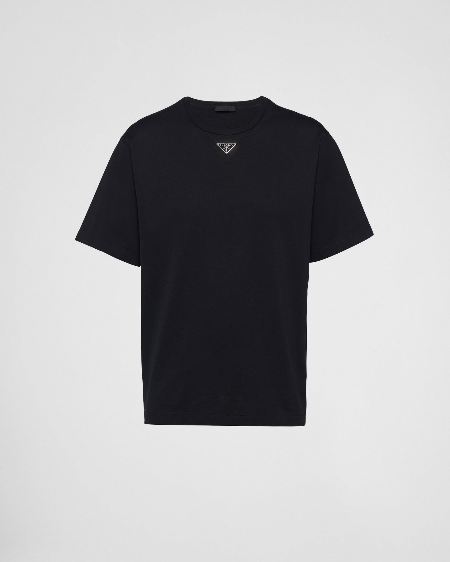 Black Minimalist T-Shirt with Signature Triangle Logo
