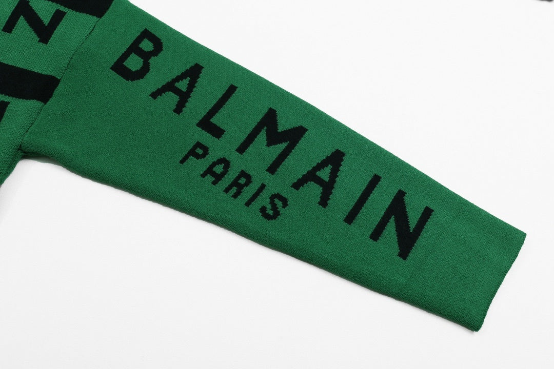 Striped Logo Intarsia Crewneck - Green