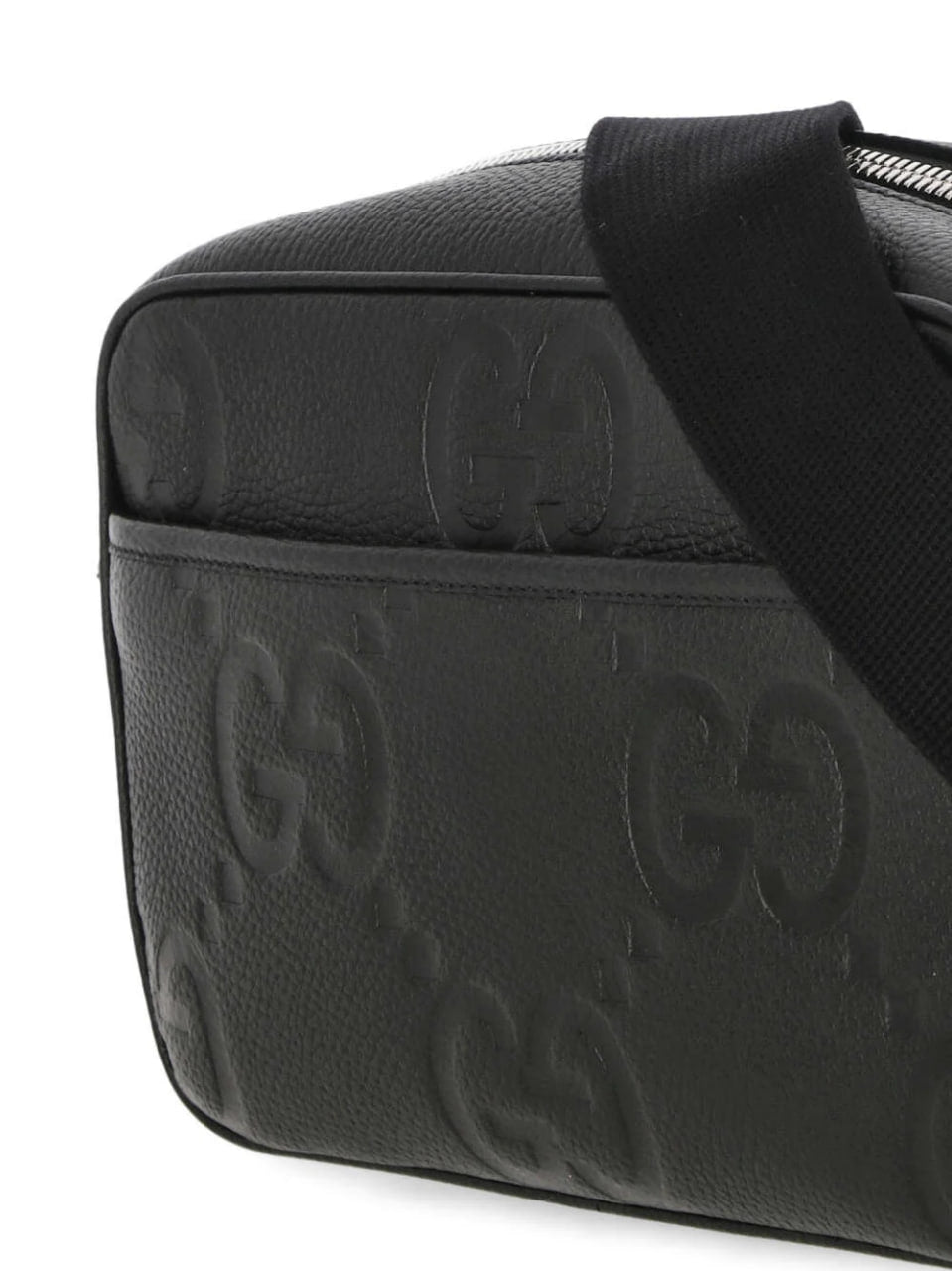 Jumbo Leather Crossbody Bag Black