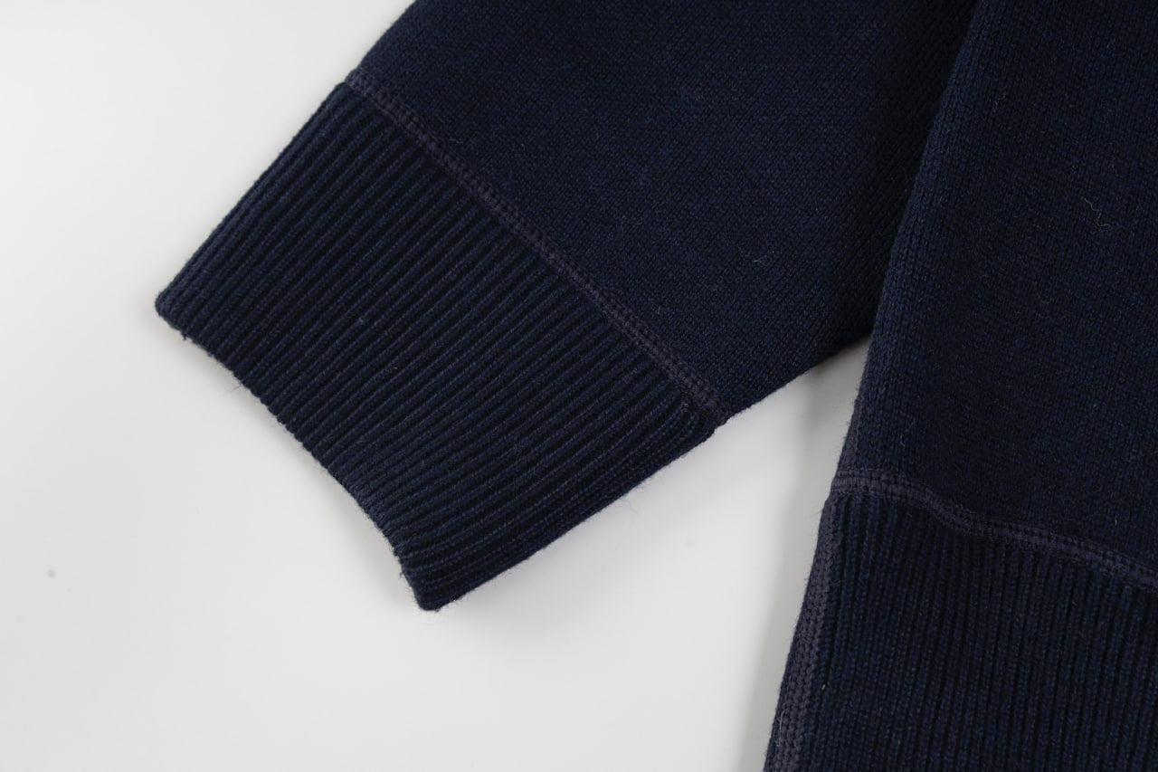 Signature Navy Zip-Up Hoodie with Monogram Lining