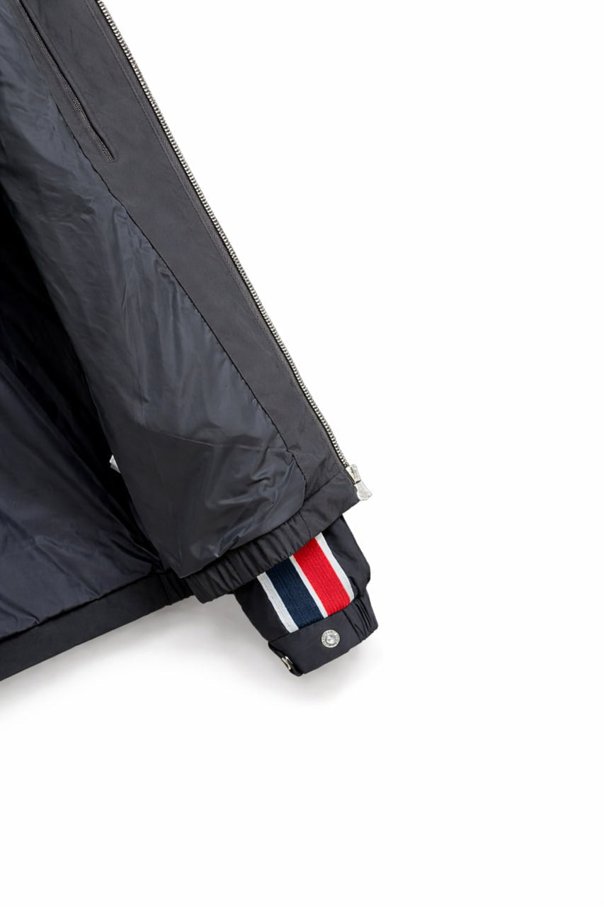 Tricolour Stripe Hooded Jacket – Black