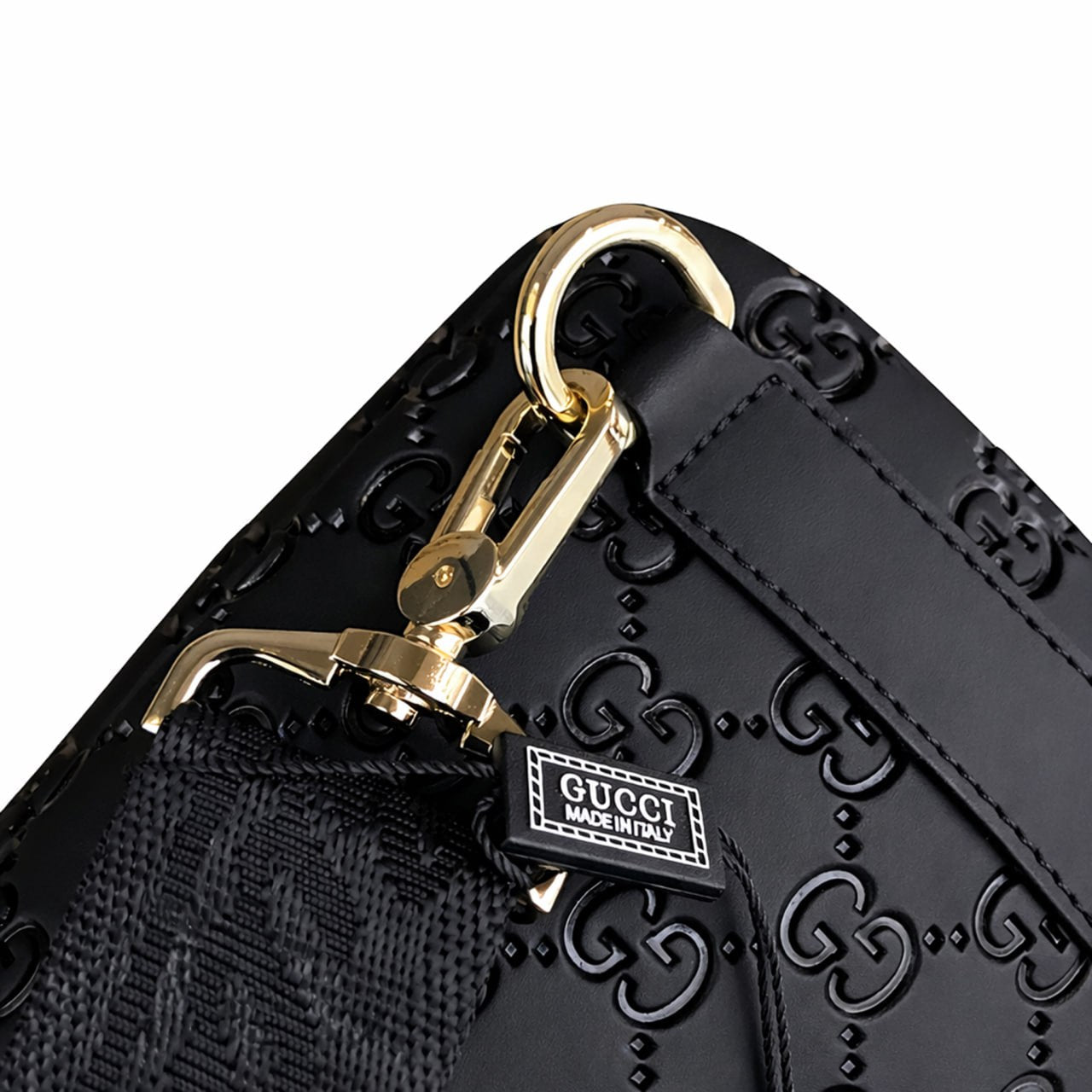 Embossed Leather Sling Bag (Black)