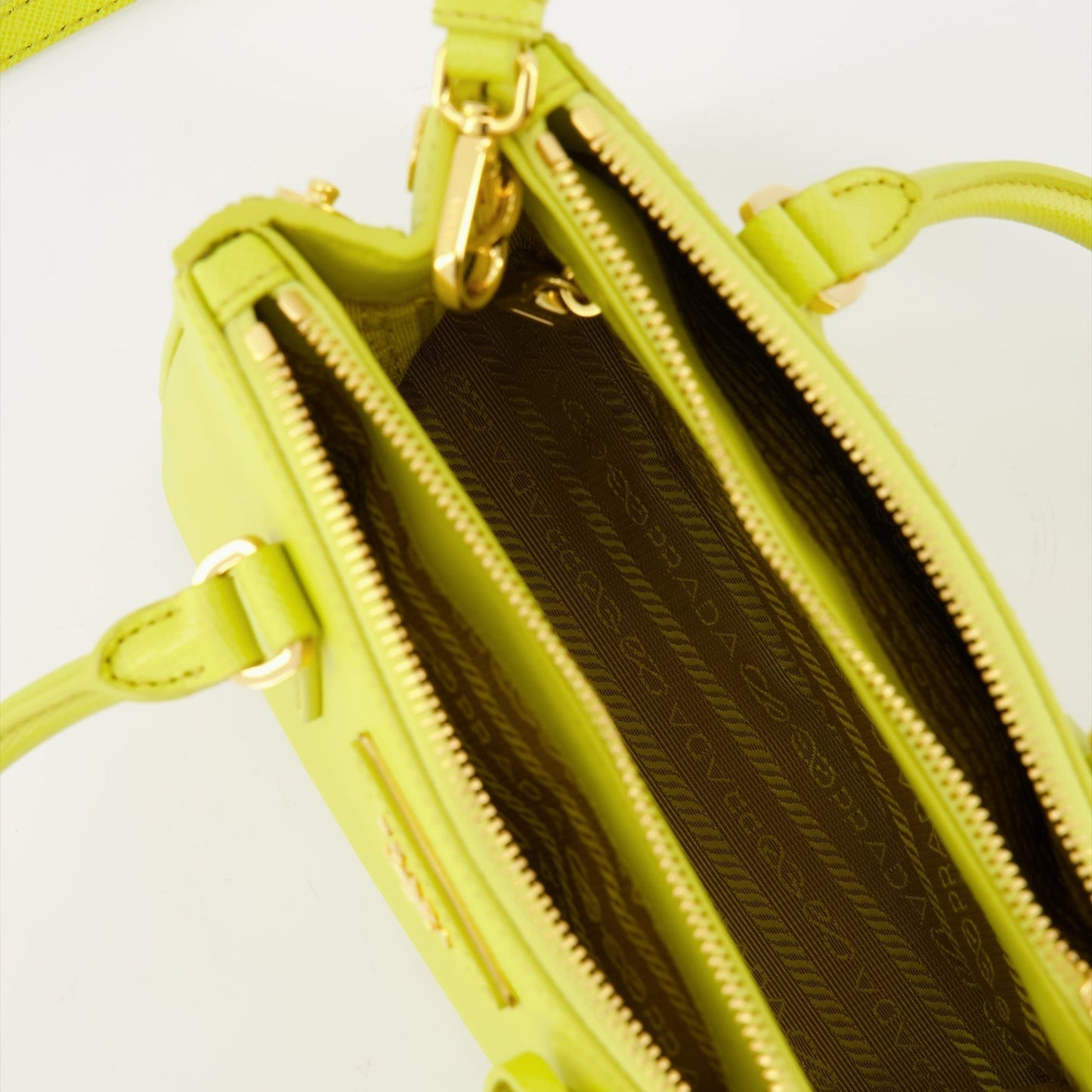 Galleria Mini Saffiano Leather Handbag (Lime Yellow)