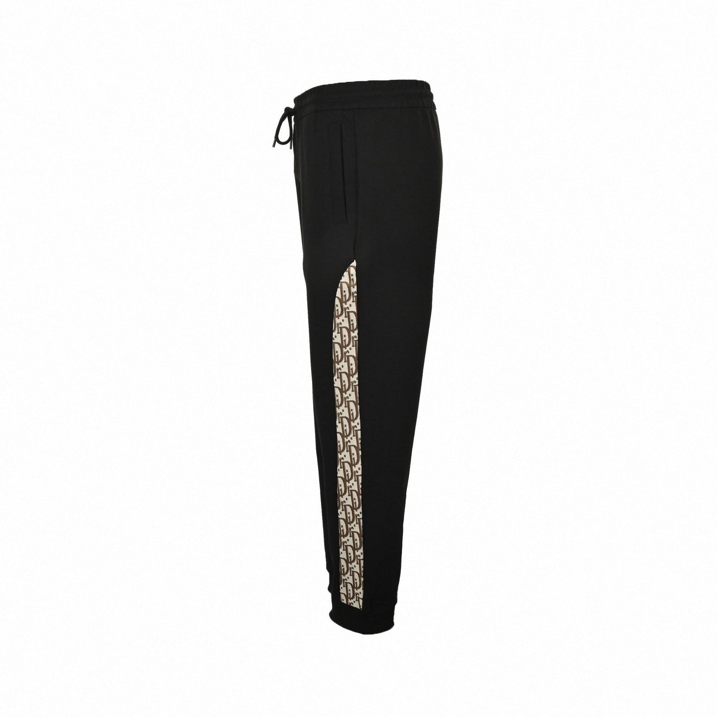 Oblique Zip-Up Tracksuit Set in Black & Beige