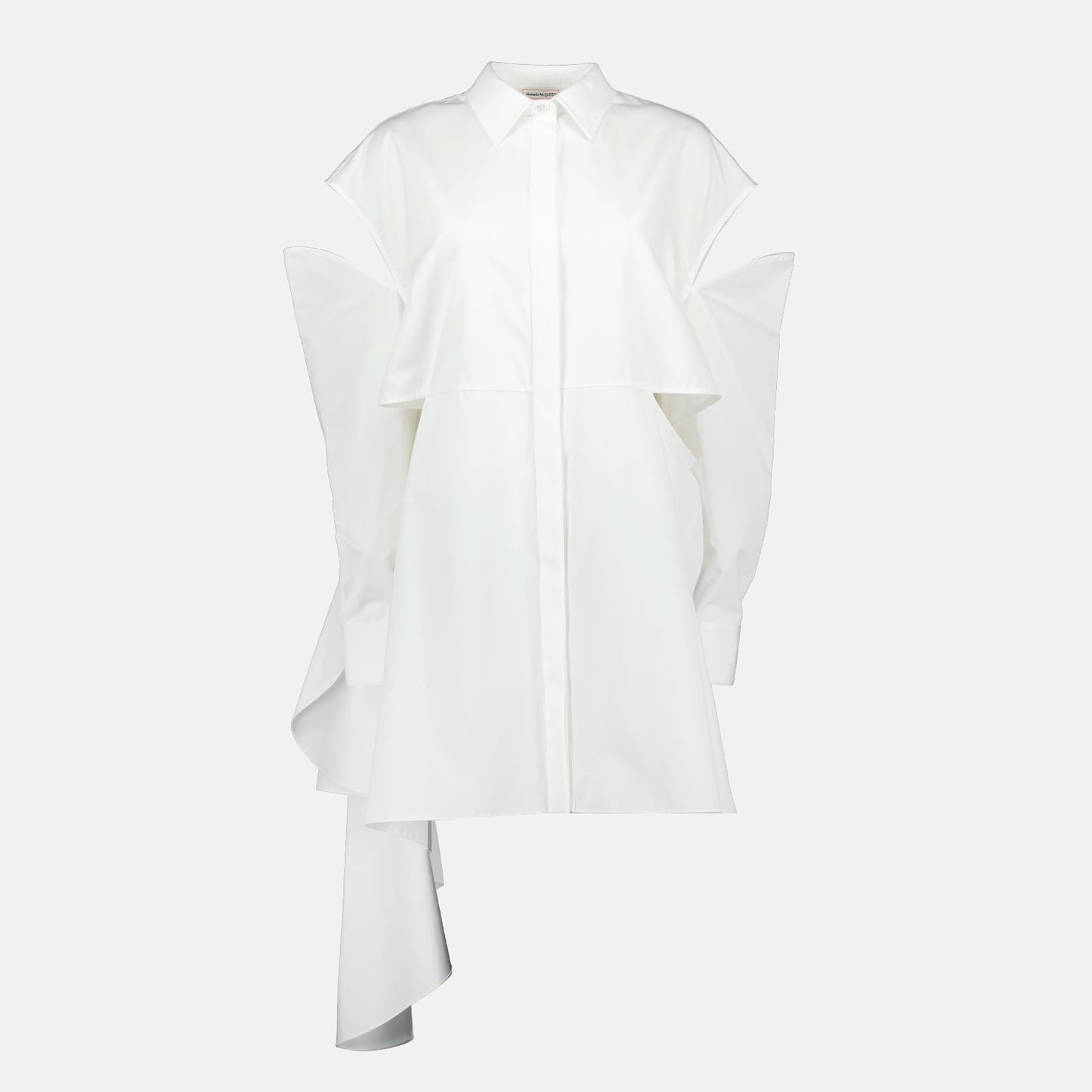 Sculptural Ruffle Shirt Dress