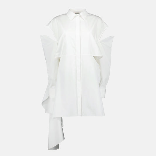 Sculptural Ruffle Shirt Dress