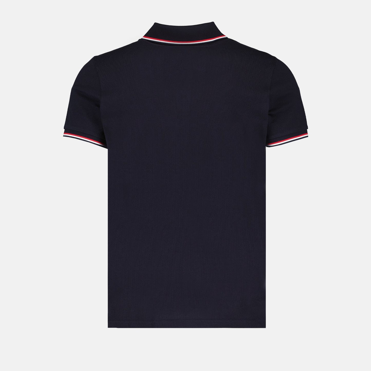 Moncler Navy Polo Shirt with Signature Tricolor Trim