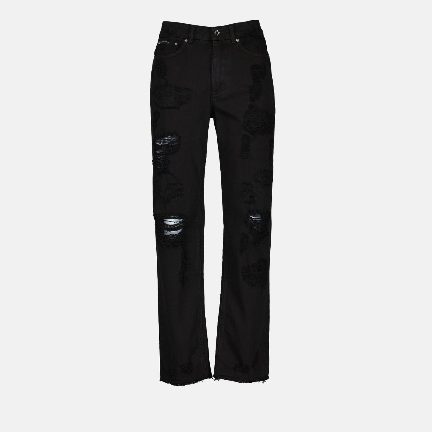 Distressed Black Slim-Fit Jeans