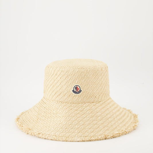 Woven Straw Bucket Hat with Logo