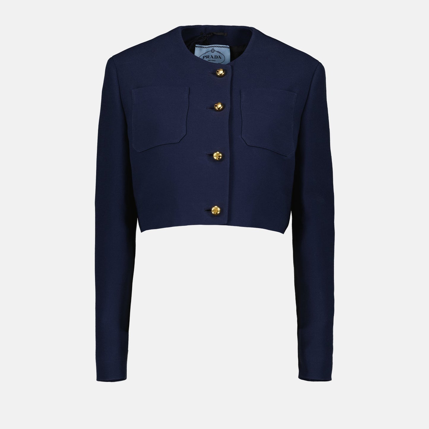 Cropped Structured Jacket with Gold Buttons