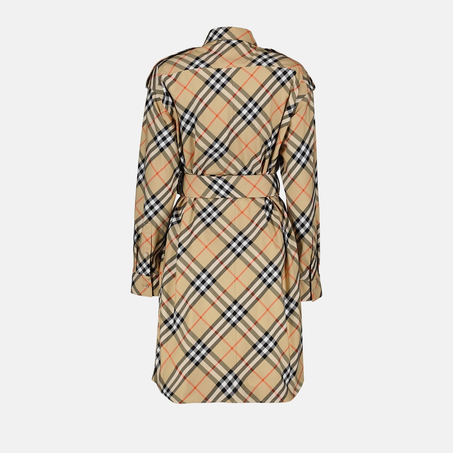 Check Print Belted Shirt Dress