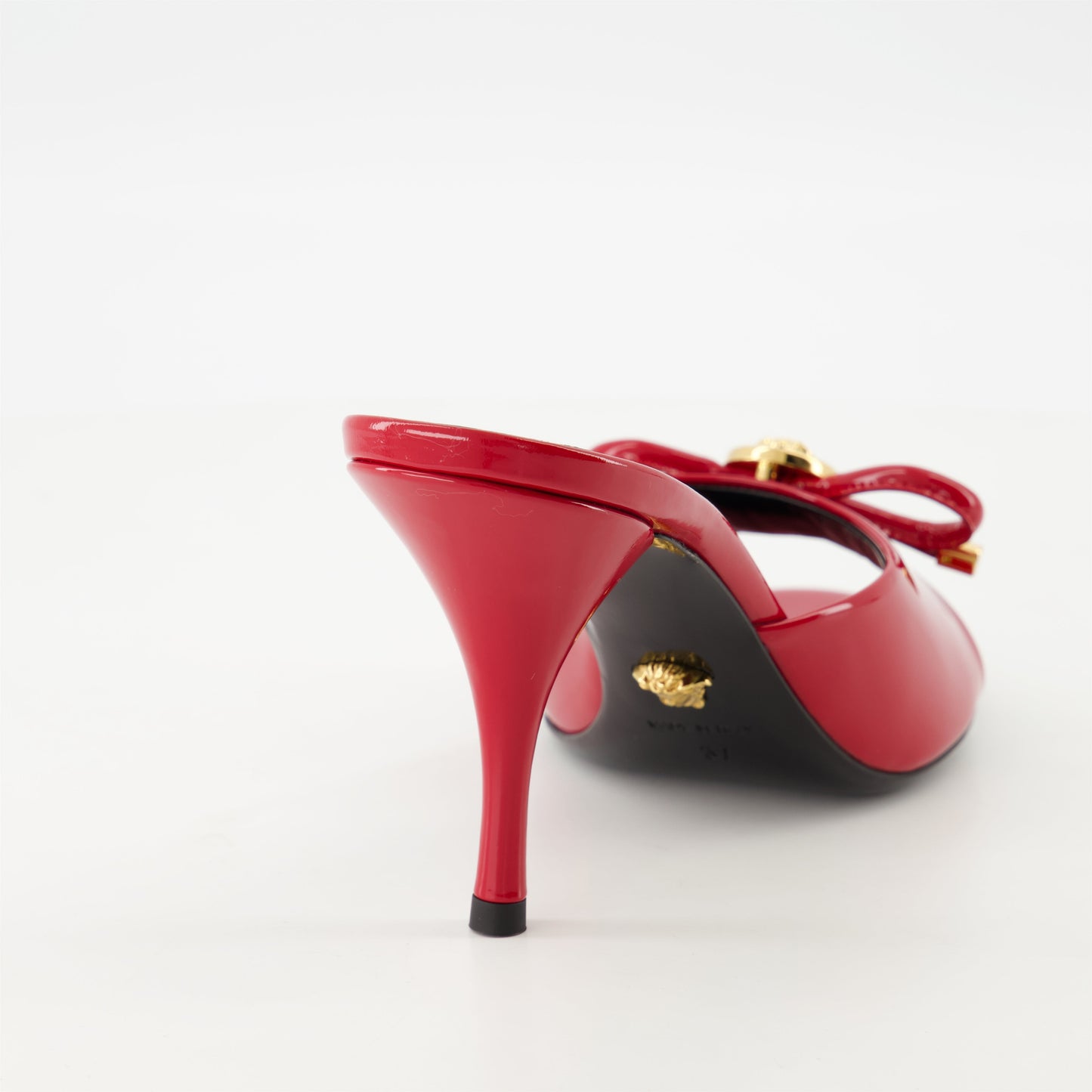Red Patent Leather Mule Heels