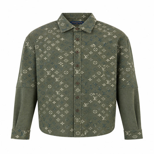 Monogram Jacquard Shirt Jacket – Olive