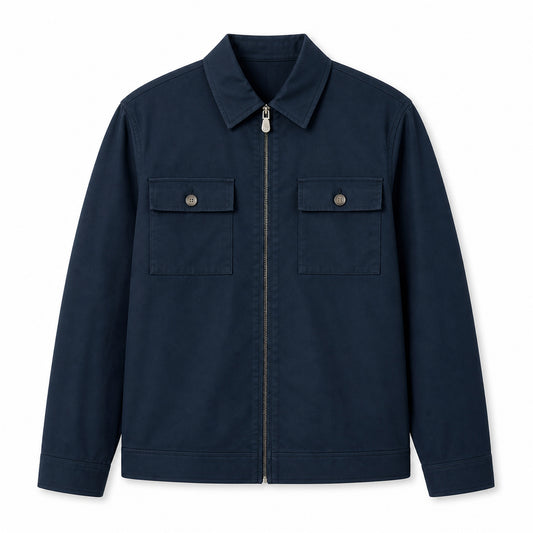 Flap-Pocket Zip Shirt Jacket – Deep Navy