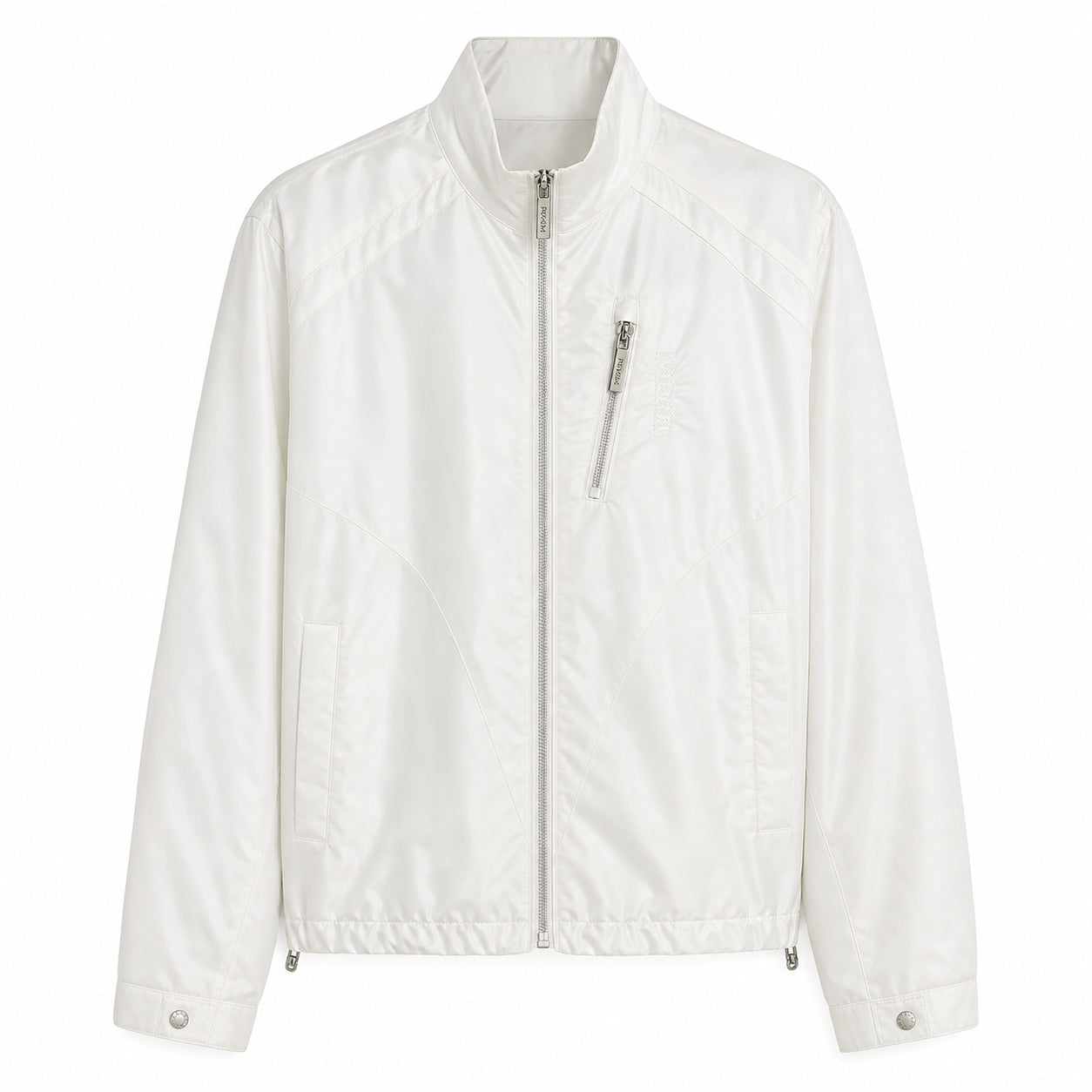 Zip-Pocket Nylon Bomber Jacket – Ivory