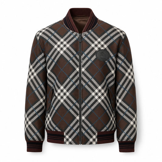 Check Bomber Jacket – Espresso Brown