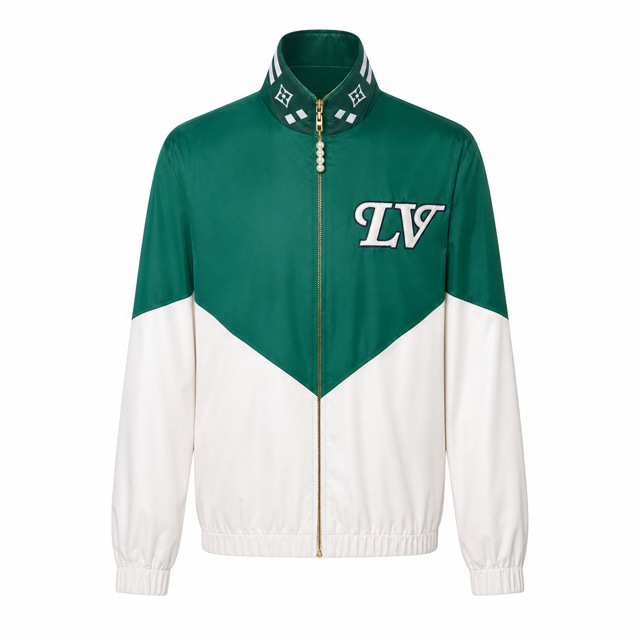 Varsity Colour-Block Windbreaker – Emerald/White