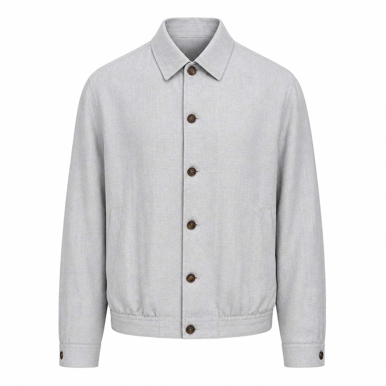 Textured Button Jacket – Pearl Grey
