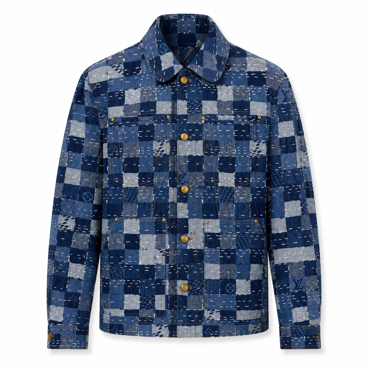 Patchwork Jacquard Shirt Jacket – Blue